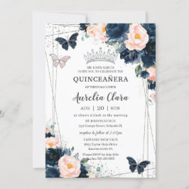 Convites Borboletas Florais Azuis Marinhos Quinceañera