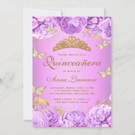 Convites Borboletas Florais Elegantes Quinceanera