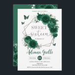 Convites Borboletas Florais Emerald Green Doce 16 Aniversár<br><div class="desc">Personalize este bonito convite de 16 anos do eserald green floral Sweet, fácil e rapidamente. Apresentando flores verdes, esmeraldas, borboletas e elementos prateados. Basta clicar no botão Editar usando ferramentas de Design para editar o texto, o texto, o estilo da fonte, o tamanho da fonte, a cor da fonte, adicionar...</div>