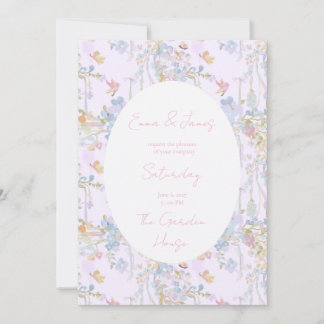 Convites Borboletas Florais Rosa Pastel Pintadas a Óleo