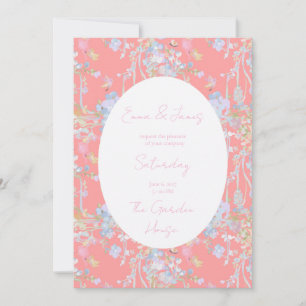 Convites Borboletas Florais Rosa Pastel Pintadas a Óleo