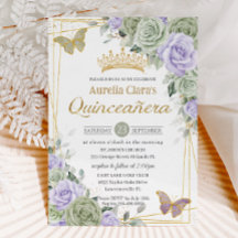 Borboletas Florais Roxas Douradas Quinceanera