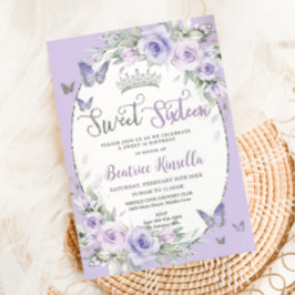 Convites Borboletas Florais Roxas lavandas Doce Dezesseis