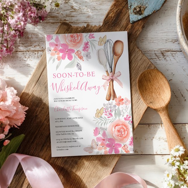 Convites Borboletas Florais Sussurrando chá de panela (Floral Butterflies Whisked Away bridal shower Invitation)