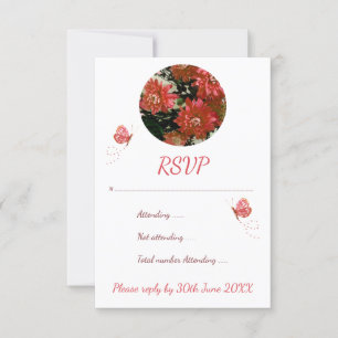 Convites Borboletas Floral Algodão Coral RSVP