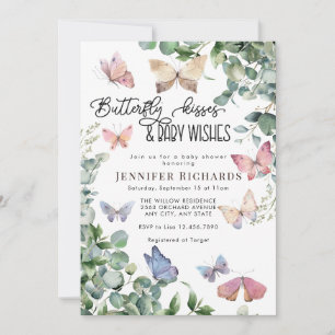 Convites Borboletas Floral   Chá de fraldas Eucalyptus