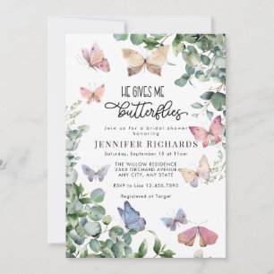 Convites Borboletas Floral Chá de panela Eucalyptus