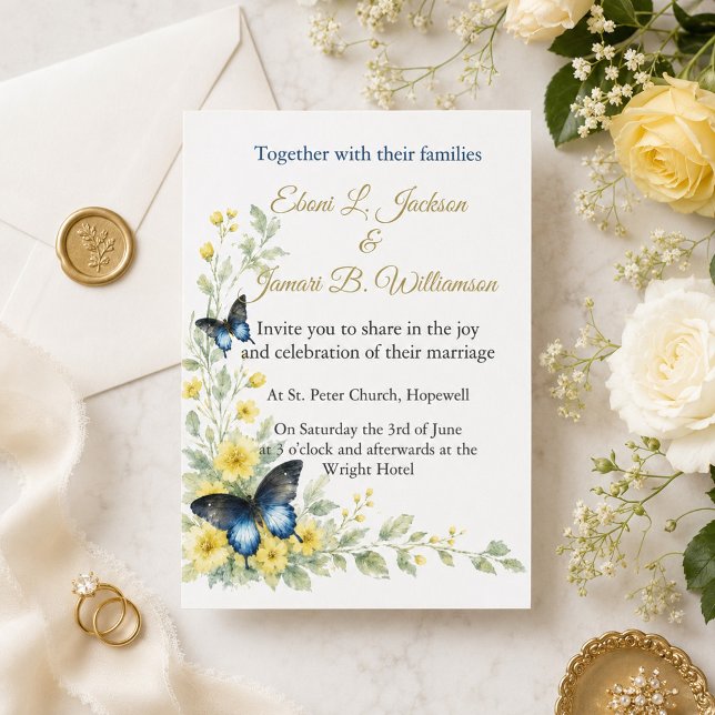 Convites Borboletas Graciosas & Flores Atemporais Casamento (Criador carregado)