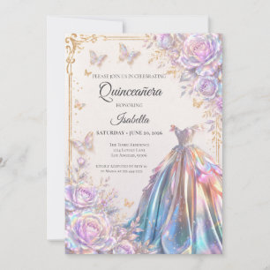 Convites Borboletas Iridescentes Elegantes Quinceañera