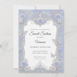 Convites Borboletas Iridescentes Elegantes Sweet 16