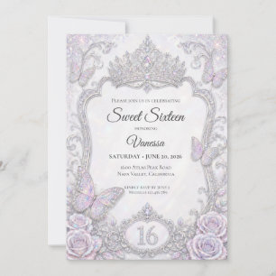 Convites Borboletas Iridescentes Elegantes Sweet 16