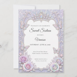 Convites Borboletas Iridescentes Elegantes Sweet 16
