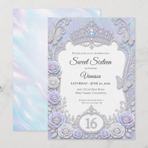 Convites Borboletas Iridescentes Elegantes Sweet 16