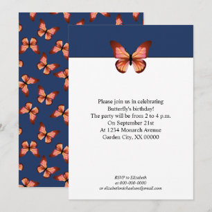 Convites Borboletas Laranja Pink Padrão