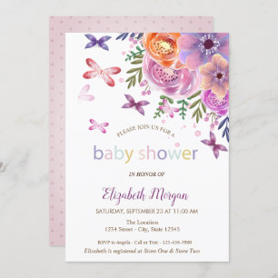 Convites Borboletas Portas Chá de fraldas Floral