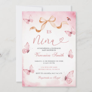 Convites Borboletas Rosa Bege Es Nina Chá de Bebê