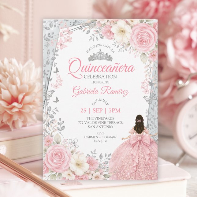 Convites Borboletas Rosa Beije Água Quinceañera  (Criador carregado)