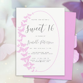 Convites Borboletas rosa Boho Frame Elegante Chic Sweet 16