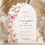Convites Borboletas rosa bonito Fresca Doce 16 Arca de Aniv<br><div class="desc">Personalize esta adorável borboleta rosa Doce 16 festas de aniversário de arco,  convite fácil e rápido. Basta clicar no botão Editar usando a ferramenta Design para editar os textos,  alterar as fontes e as cores das fontes. Todo texto é editável. Itens correspondentes disponíveis no repositório. c) Paperie fina somerset</div>