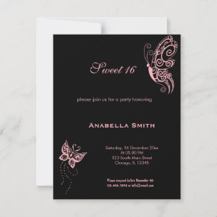 Convites Borboletas Rosa Claro Sweet 16
