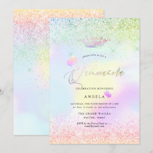 Convites Borboletas Rosa Quinceanera Holográfico+Brilhos