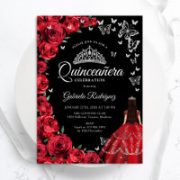 Borboletas Rosas vermelhas negras Quinceanera