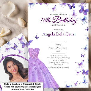 Convites Borboletas Roxas E Vestido Estreia 18 Anos