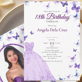 Convites Borboletas Roxas E Vestido Estreia De 18 Anos