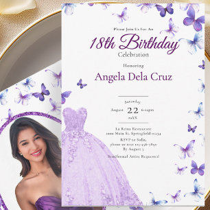 Convites Borboletas Roxas E Vestido Estreia De 18 Anos