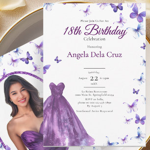 Convites Borboletas Roxas E Vestido Estreia De 18 Anos