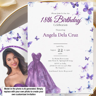 Convites Borboletas Roxas E Vestido Estreia De 18 Anos