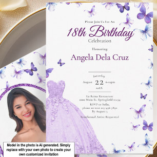 Convites Borboletas Roxas E Vestido Estreia De 18 Anos