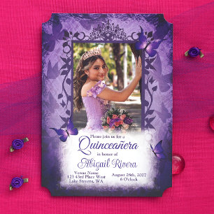 Convites Borboletas Roxas Elegantes Quinceanera Princess