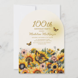 Convites Borboletas Sunflower Arch 100th Festa de aniversár