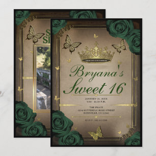 Convites Borboletas Tiara Rosas Esmeralda Verde Doze Anos