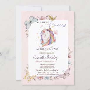 Convites Borboletas Unicórnio Princesa Rosa Aniversário