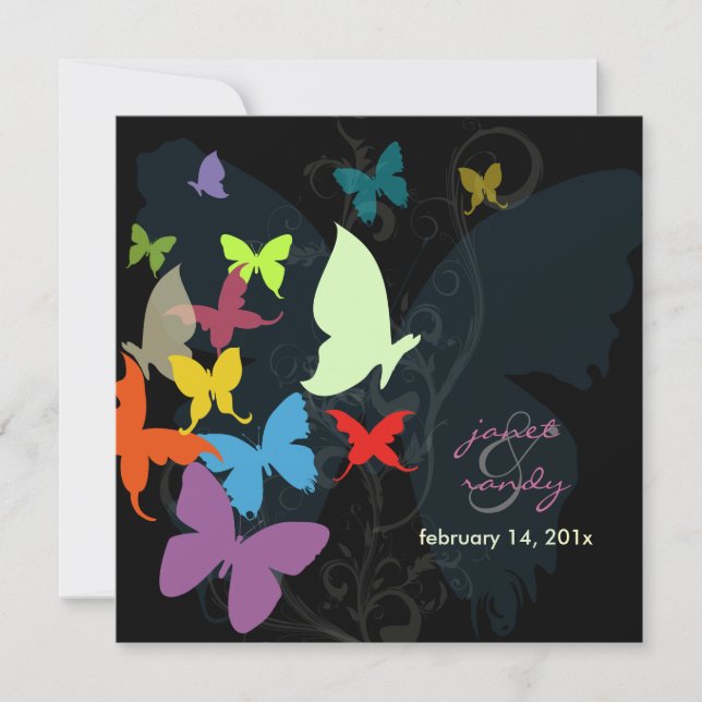 Convites Borboletas, várias cores (Frente)