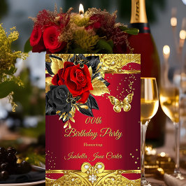 Convites Borboletas Vermelhas Rosa Festa de aniversário Flo