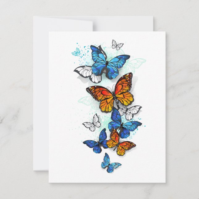 Convites Borboletas voadoras Morpho e Monarca (Frente)
