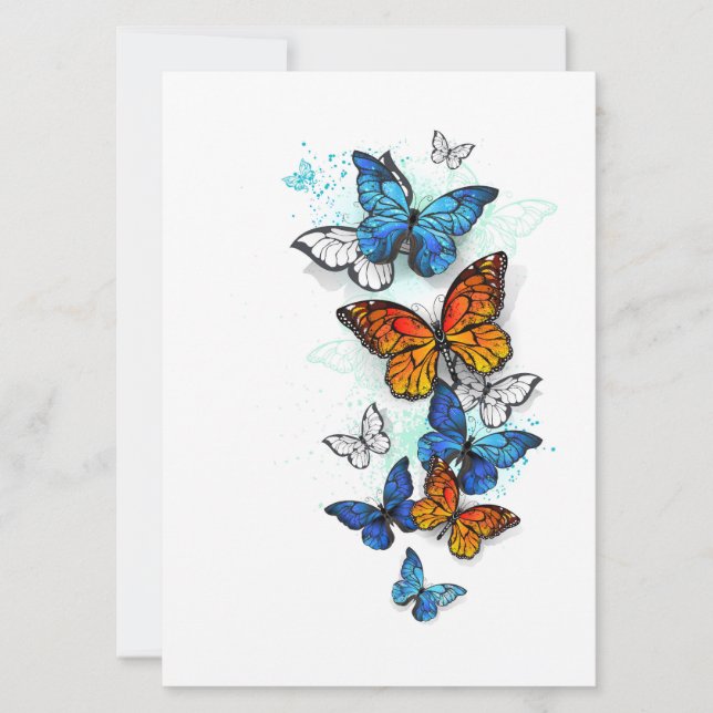 Convites Borboletas voadoras Morpho e Monarca (Frente)