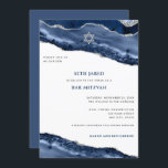 Convites Borda de Agato Azul e Prateado, Bar Mitzvah<br><div class="desc">Este design moderno apresenta uma bela borda de agitação azul e prateada e seu texto personalizado na frente e atrás, se necessário. Use o formulário modelo para adicionar seu texto. Os menus avançados de edição, acessados escolhendo "personalizar ainda mais", permitirão que você altere as fontes, as cores e o layout....</div>