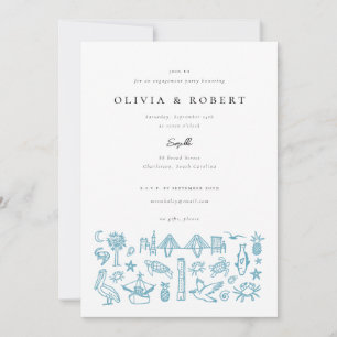 Convites Borda de Toile do Charleston em Festa de noivado A