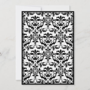 Convites Borda do Damask com Quadro Duplo (Preto e Branco)