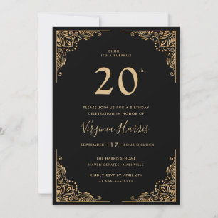 Convites Borda do Ornamentado Dourado 220 Aniversário