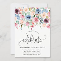 Borda Floral "Celebrar" Todos Os Anos Aniversário