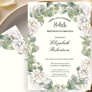 Convites Borda Floral Surpresa para Mulheres de 84 Anos Per