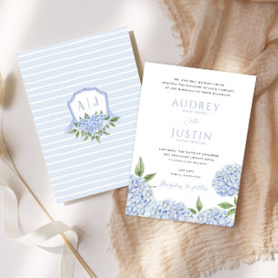 Convites Borda Inferior da Hydrangea Azul, Casamento de Pes