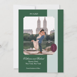 Convites Borda ondulada verde Salve a data