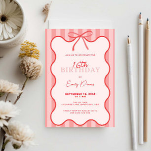 Convites Borda Retroativa Whimsical 16ª Festa de aniversári