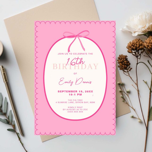 Convites Borda Retroativa Whimsical 16ª Festa de aniversári (Criador carregado)